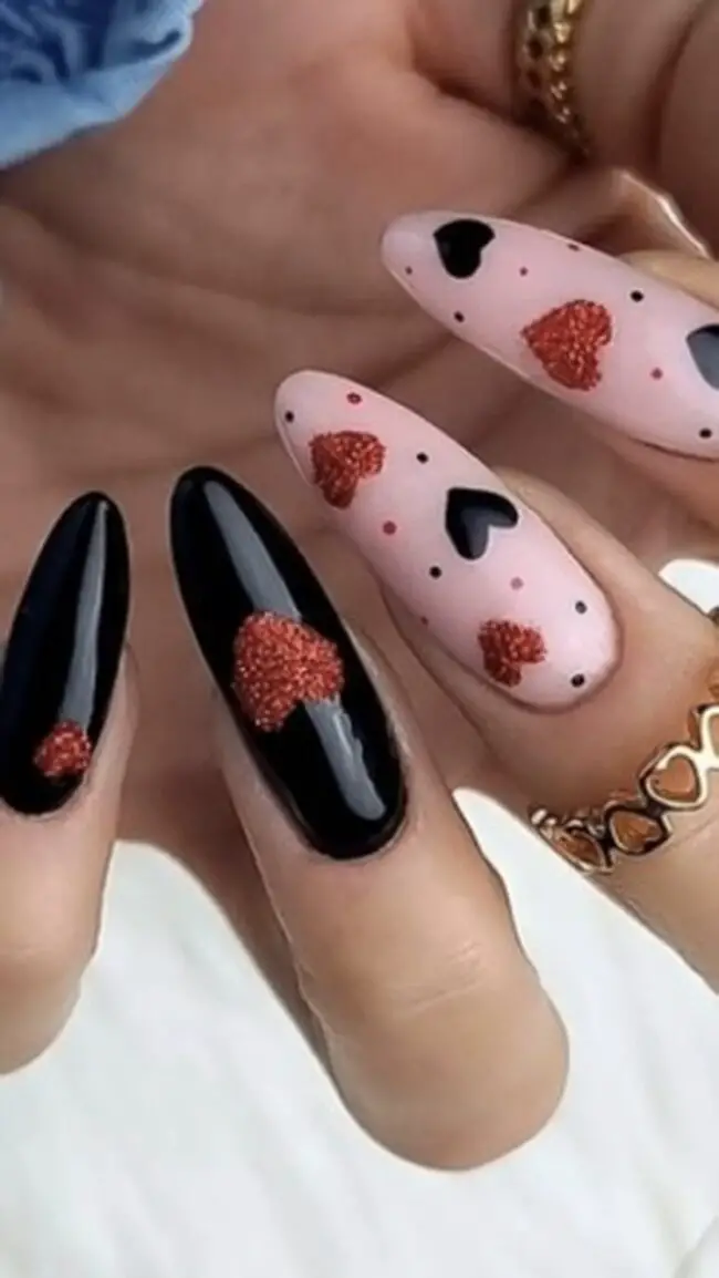 A Whimsical Touch on Black Nails