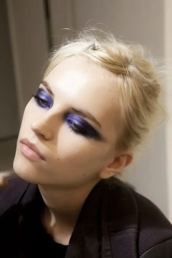 Mesmerizing Purple Eyes with Nude Lips