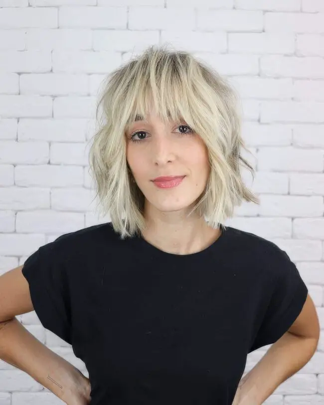 Light Blonde Tousled Bob with Soft Waves