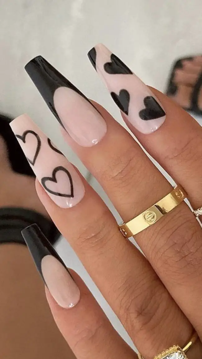 Bold Black Coffin-Shaped Nails