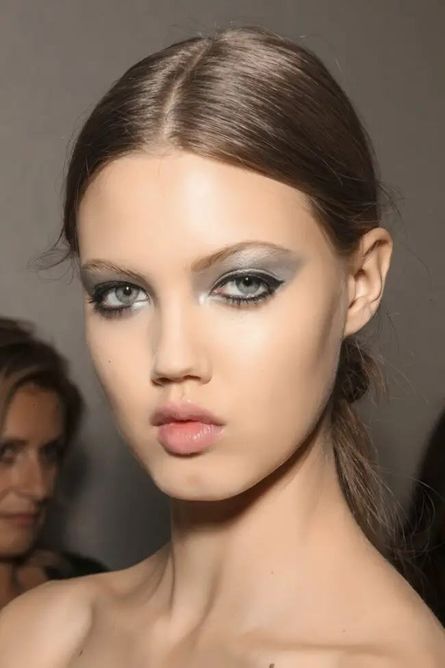 Smoky Gray Eyes with Nude Lips