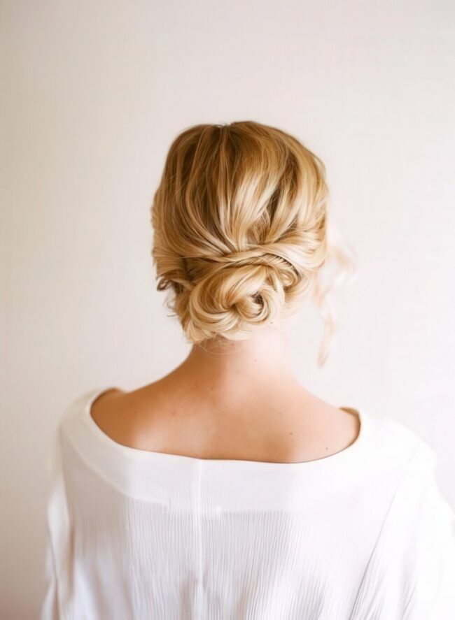 Romantic Blonde Updo with Soft Curls